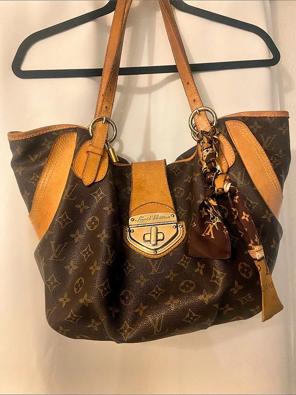 Louis Vuitton Monogram Lockit with key #301 Horizontal Tote in Brown & Tan